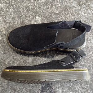 Dr. Martens Black Suede Buckle Slip-Ons
